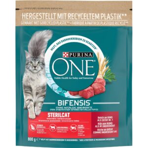 Purina ONE Trockenfutter Sterilcat Rind & Weizen, 800 g