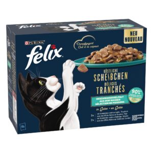 Felix Nassfutter Köstliche Scheibchen Fisch in Gelee, 10 x 80 g