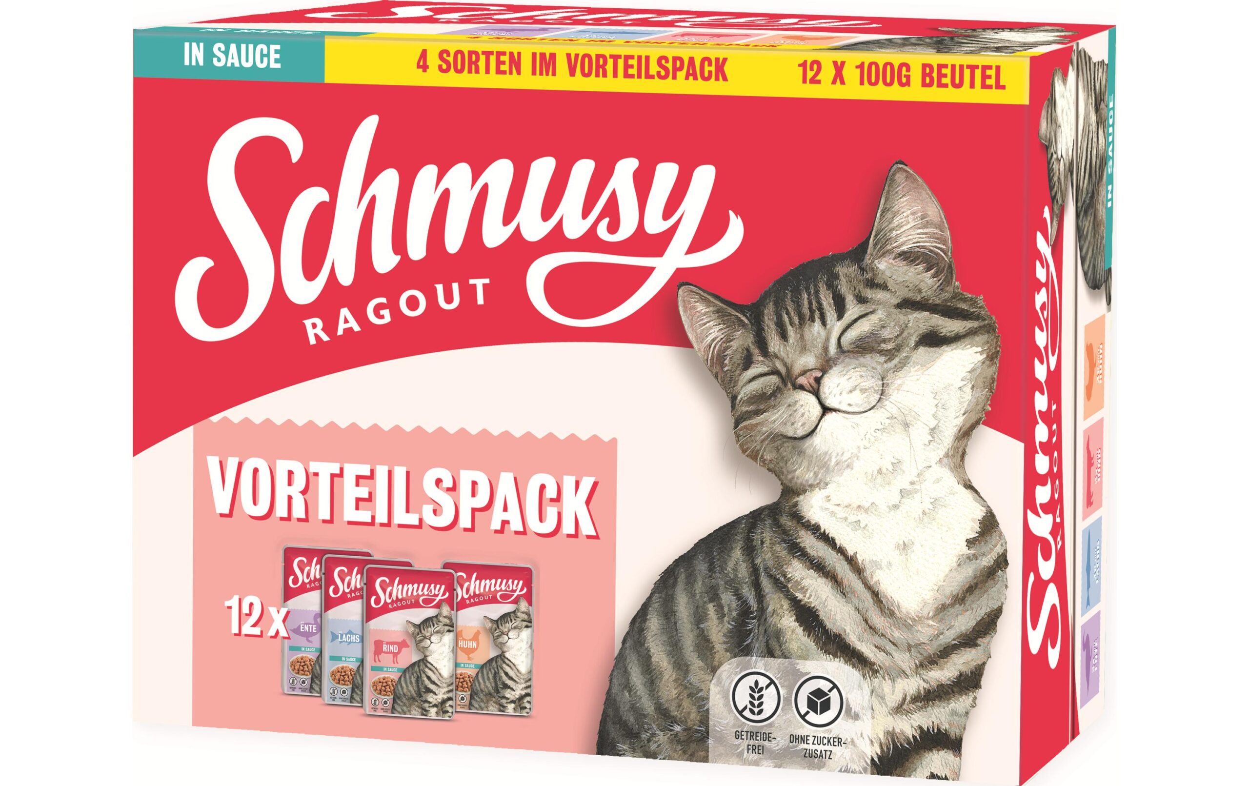 Schmusy Nassfutter Ragout Multipack Sauce, 12 x 100 g