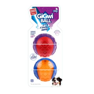 GiGwi Hunde-Spielzeug Ball Squeaker, Blau/Orange und Rot/Violett