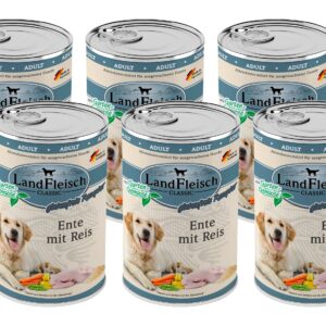 LandFleisch Nassfutter Classic Ente mit Reis, 6 x 400 g