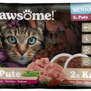 Pawsome Cat Superfood Senior Kalb & Pute 4 x 85 g