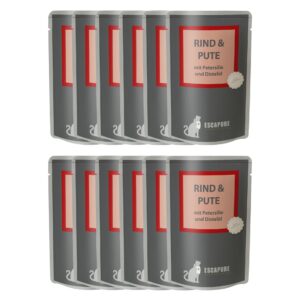 Escapure Nassfutter Pouch Rind & Pute, 12 x 100 g