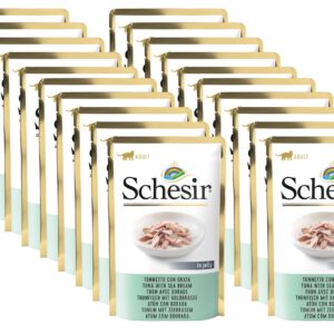 Schesir Nassfutter Thunfisch & Goldbrasse in Gelée, 20 x 85 g