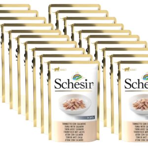 Schesir Nassfutter Thunfisch & Lachs in Gelée, 20 x 85 g