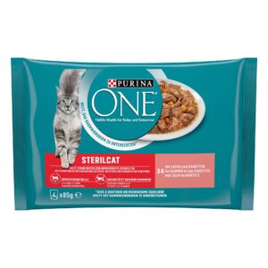 Purina ONE Nassfutter STERILCAT in Sauce Lachs/Karotten, 4 x 85g