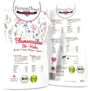 HerzensHund Nassfutter Blumenzauber Bio-Huhn, 130 g