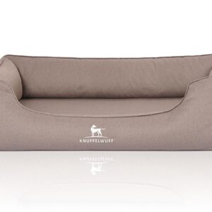 Knuffelwuff Hunde-Bett Leon Velour M – L, 85 x 63 cm, Beige/Grau