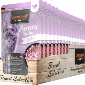 Leonardo Cat Food Nassfutter Senior Huhn Pur, 16 x 85 g