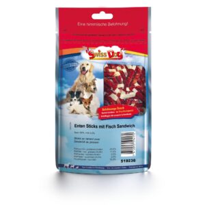 SwissDog Kausnack Enten Stick mit Fisch Sandwich 100 g