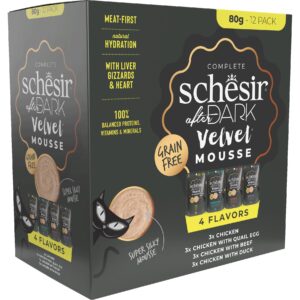 Schesir Nassfutter after Dark Velvet Mousse Multipack, 12 x 80 g