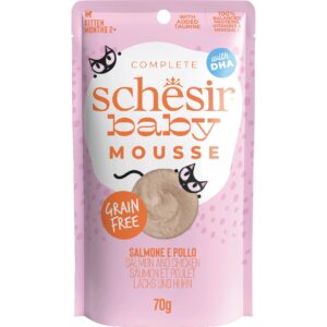 Schesir Nassfutter Baby Mousse Lachs und Huhn, 70 g