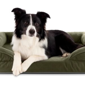 Lumaland Hundebett Indoor Cord M Olivgrün