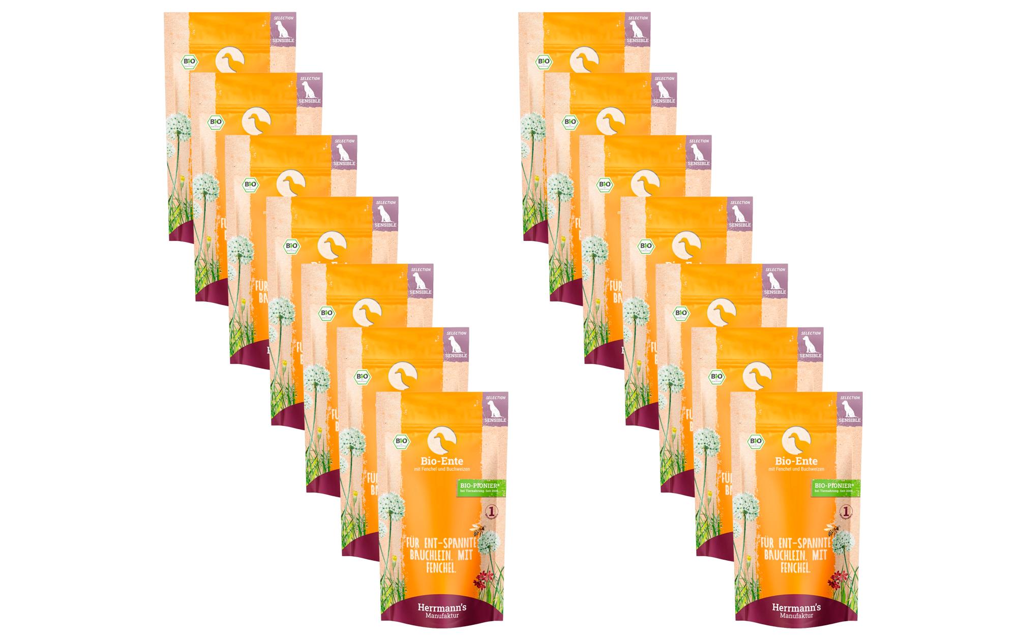 Herrmann's Nassfutter Bio Ente mit Fenchel und Buchweizen 14 x 150 g