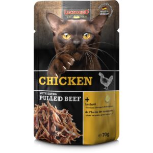 Leonardo Cat Food Nassfutter Huhn & Pulled Beef, 70 g