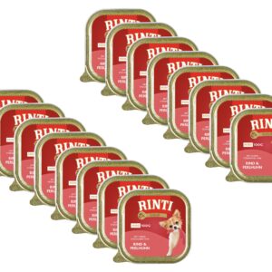Rinti Nassfutter Gold Mini Rind & Perlhuhn, 16 x 100 g