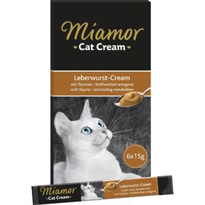 Miamor Katzen-Snack Leberwurst Cream, 6 x 15 g
