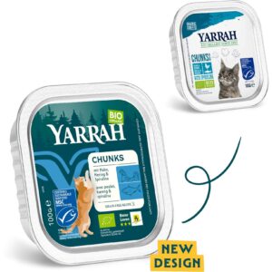 Yarrah Bio-Nassfutter Bio Chunks mit Huhn & Hering 32x 100 g
