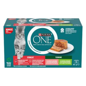 Purina ONE Nassfutter Sterilcat Terrine mit Lachs und Truthahn 4 x 85 g
