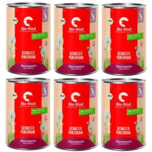 Herrmann’s Nassfutter Bio Rind mit Karotten – purinarm 6 x 400 g