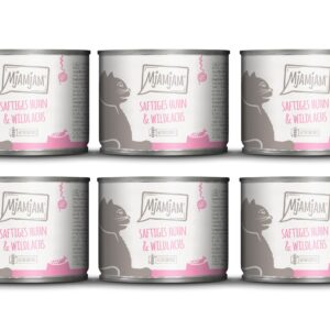 Mjamjam Nassfutter Dose Huhn & Wildlachs, 6 x 200 g