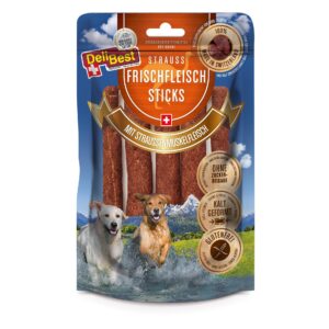DeliBest Kaustange 10 cm Sticks Strauss, 5 Stück
