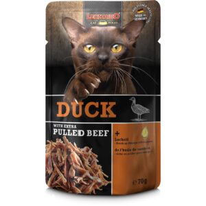 Leonardo Cat Food Nassfutter Ente & Pulled Beef, 70 g