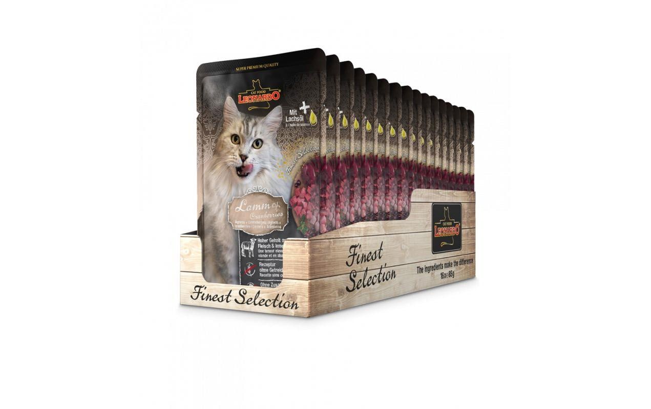 Leonardo Cat Food Nassfutter Lamm & Cranberries, 16 x 85 g