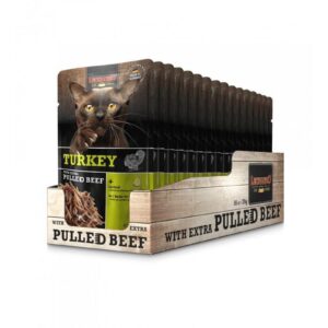 Leonardo Cat Food Nassfutter Truthahn & Pulled Beef, 16 x 70 g