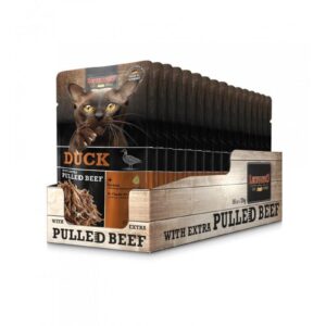 Leonardo Cat Food Nassfutter Ente & Pulled Beef, 16 x 70 g