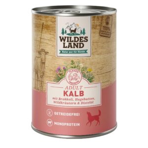 Wildes Land Nassfutter Kalb mit Brokkoli, Hagebutte & Wildkräutern 2400g