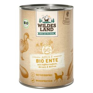 Wildes Land Nassfutter Ente mit Süsskartoffeln, Birnen & Beeren 6x400g