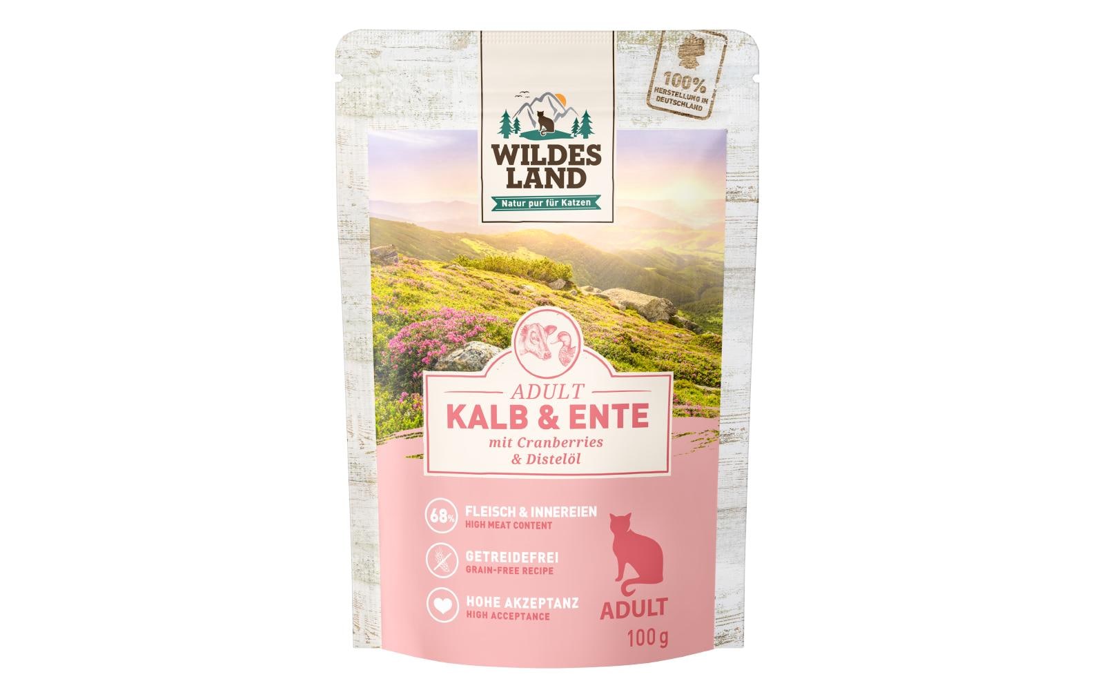 Wildes Land Nassfutter Adult Kalb & Ente 100 g