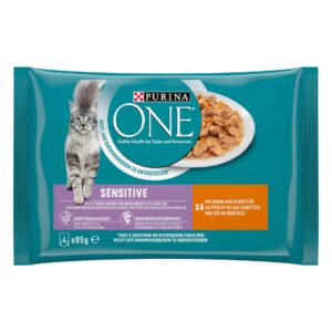 Purina ONE Nassfutter SENSITIVE in Sauce Huhn/Karotten, 4 x 85g