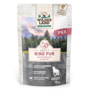 Wildes Land Nassfutter Cat Adult Rind Pur mit Distelöl 100 g