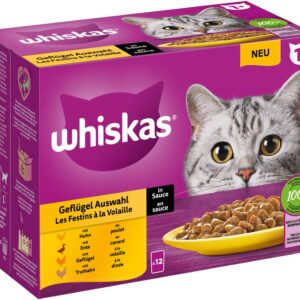 Whiskas Nassfutter Geflügel Auswahl in Sauce 1+, 12 x 85 g