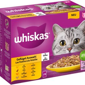 Whiskas Nassfutter Geflügel Auswahl in Gelee 7+, 12 x 85 g