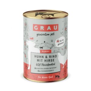 Grau Nassfutter Puppy – Huhn, Rind und Hirse 400 g