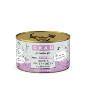 Grau Nassfutter Huhn und Putenherzen 200 g