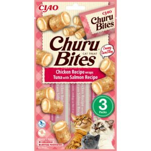 CIAO Churu Katzen-Snack Bites Thunfisch, Lachs & Huhn, 3 x 10 g