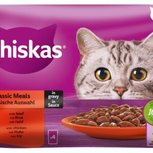 Whiskas Nassfutter Klassische Auswahl in Sauce 1+, 4 x 85g