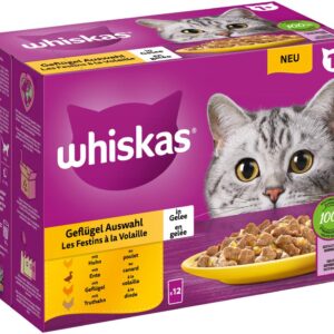 Whiskas Nassfutter Geflügel Auswahl in Gelee 1+, 12 x 85g