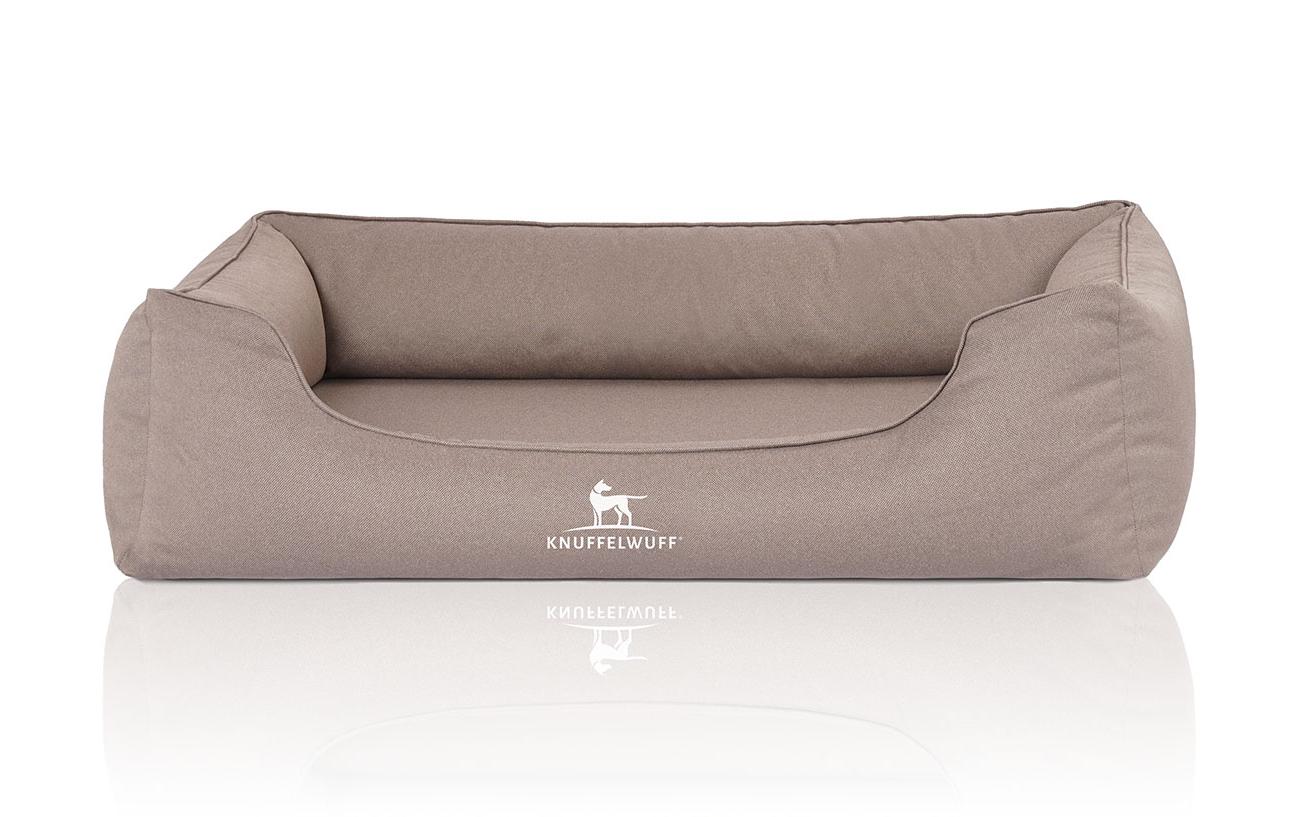 Knuffelwuff Hunde-Bett Leon Velour XXL, 120 x 85 cm, Beige/Grau