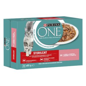 Purina ONE Nassfutter STERILCAT in Sauce Lachs/Karotten, 8 x 85g