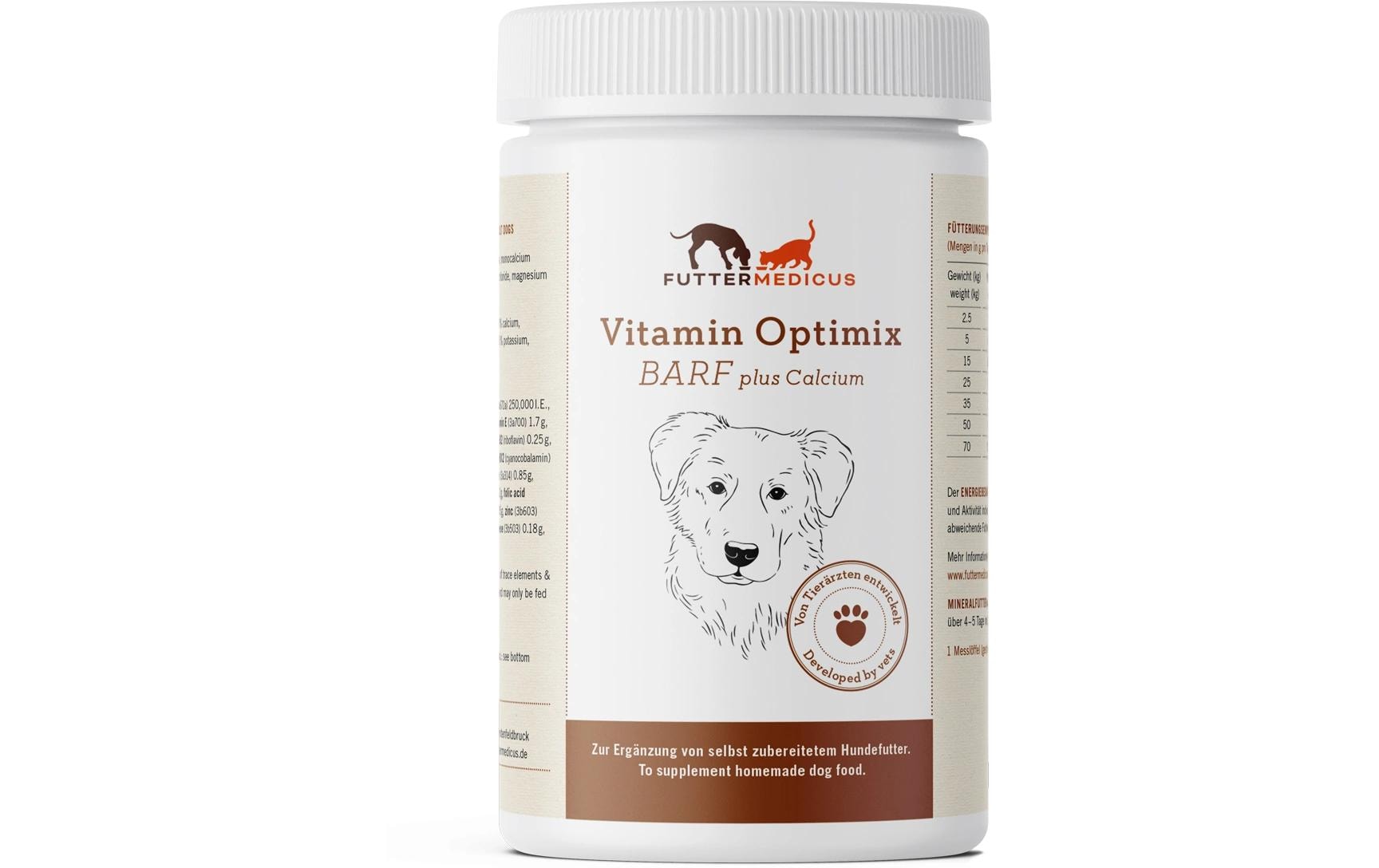 Futtermedicus Hunde-Nahrungsergänzung Barf Vitamin-Optimix Calcium, 500 g