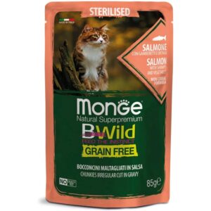 Monge Nassfutter Katze Bwild GF Sterilisiert Lachs 85g