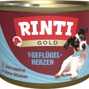 Rinti Nassfutter Dose Gold mit Geflügelherzen, 185 g