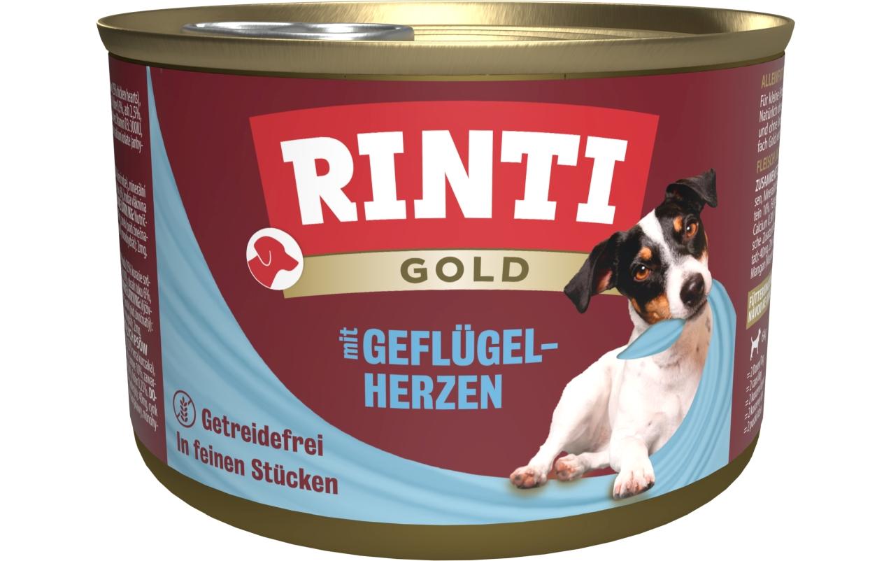 Rinti Nassfutter Dose Gold mit Geflügelherzen, 185 g