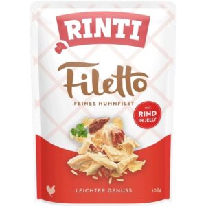 Rinti Nassfutter Filetto Huhn + Rind in Jelly, 100 g