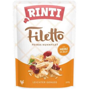 Rinti Nassfutter Filetto Huhn + Herz in Jelly, 100 g
